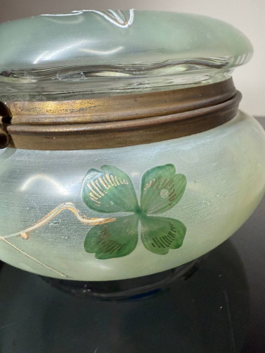 Bonbonnière Box In Enamelled Glass Art Nouveau Style Legras-photo-3
