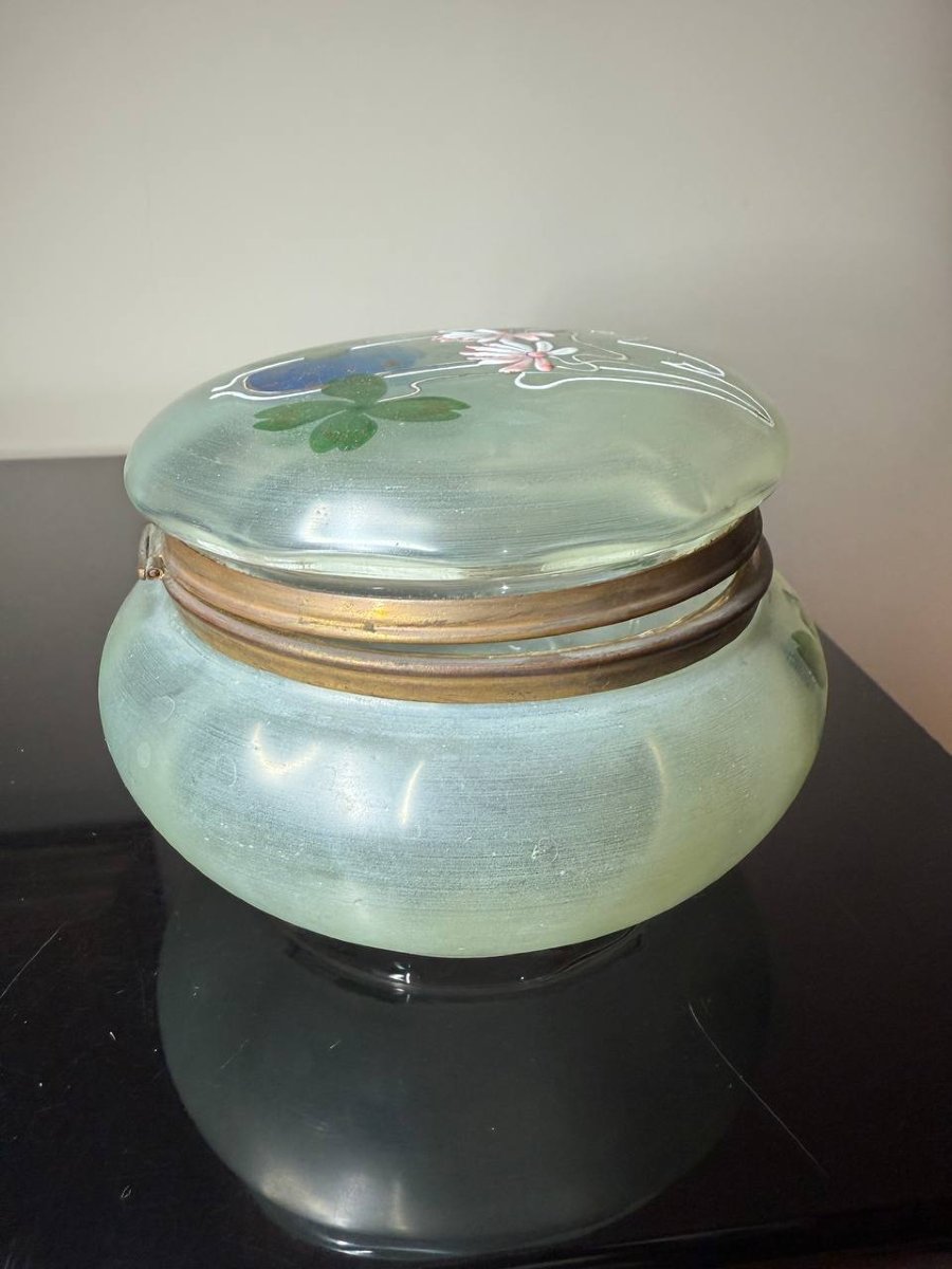 Bonbonnière Box In Enamelled Glass Art Nouveau Style Legras-photo-5