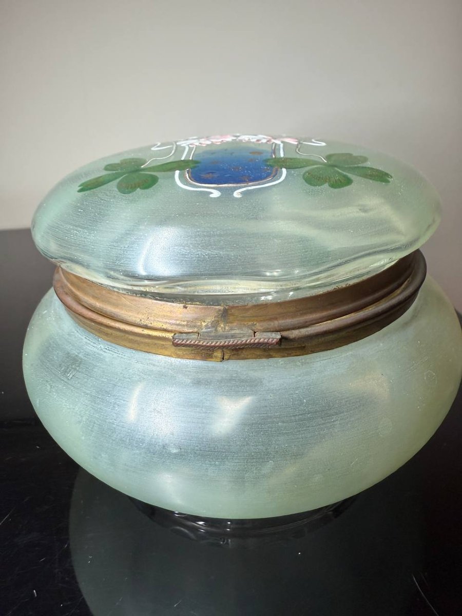 Bonbonnière Box In Enamelled Glass Art Nouveau Style Legras-photo-6