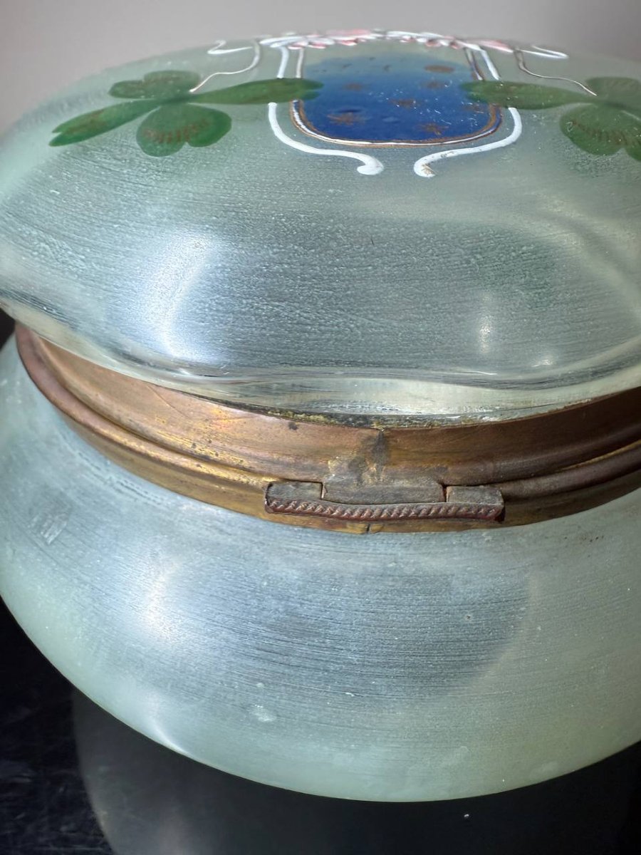 Bonbonnière Box In Enamelled Glass Art Nouveau Style Legras-photo-7