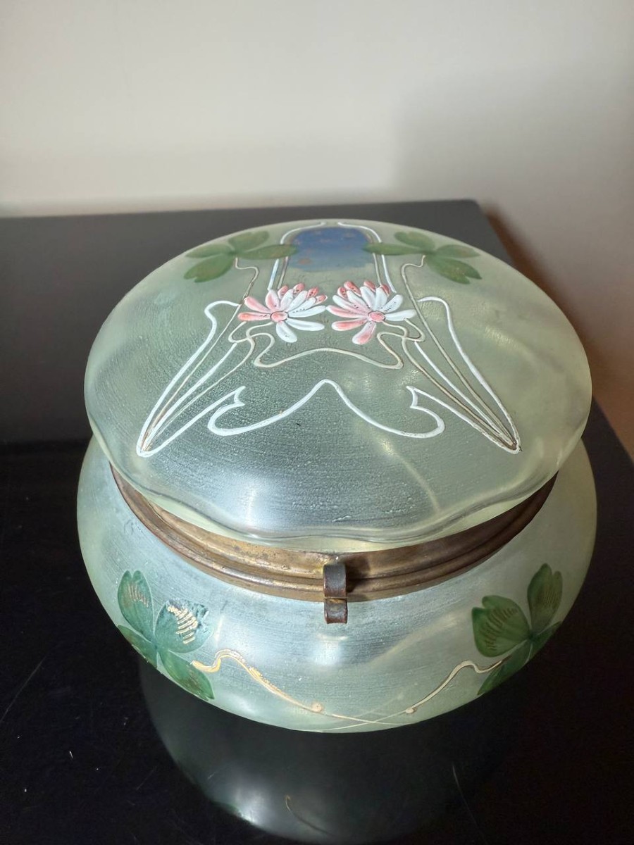 Bonbonnière Box In Enamelled Glass Art Nouveau Style Legras