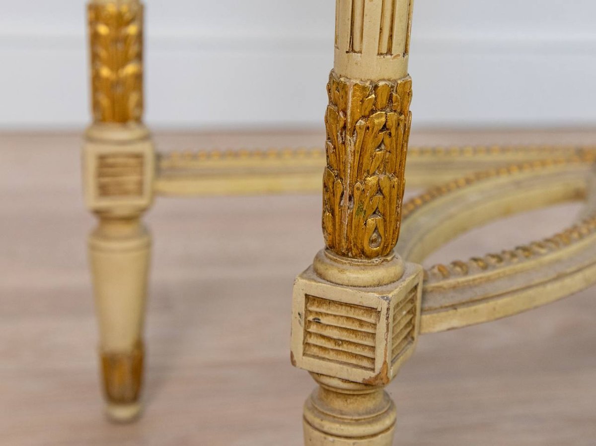 CONSOLE EN BOIS DE STYLE LOUIS XVI AVEC PLATEAU EN MARBRE-photo-5