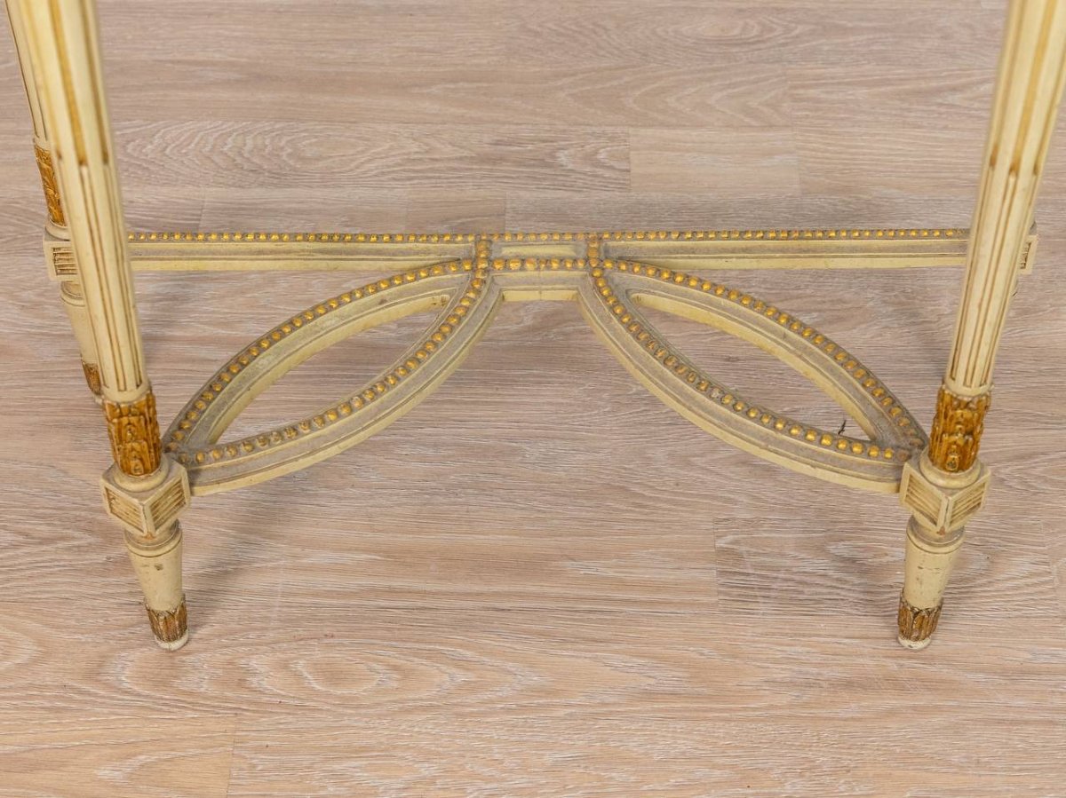 CONSOLE EN BOIS DE STYLE LOUIS XVI AVEC PLATEAU EN MARBRE-photo-6