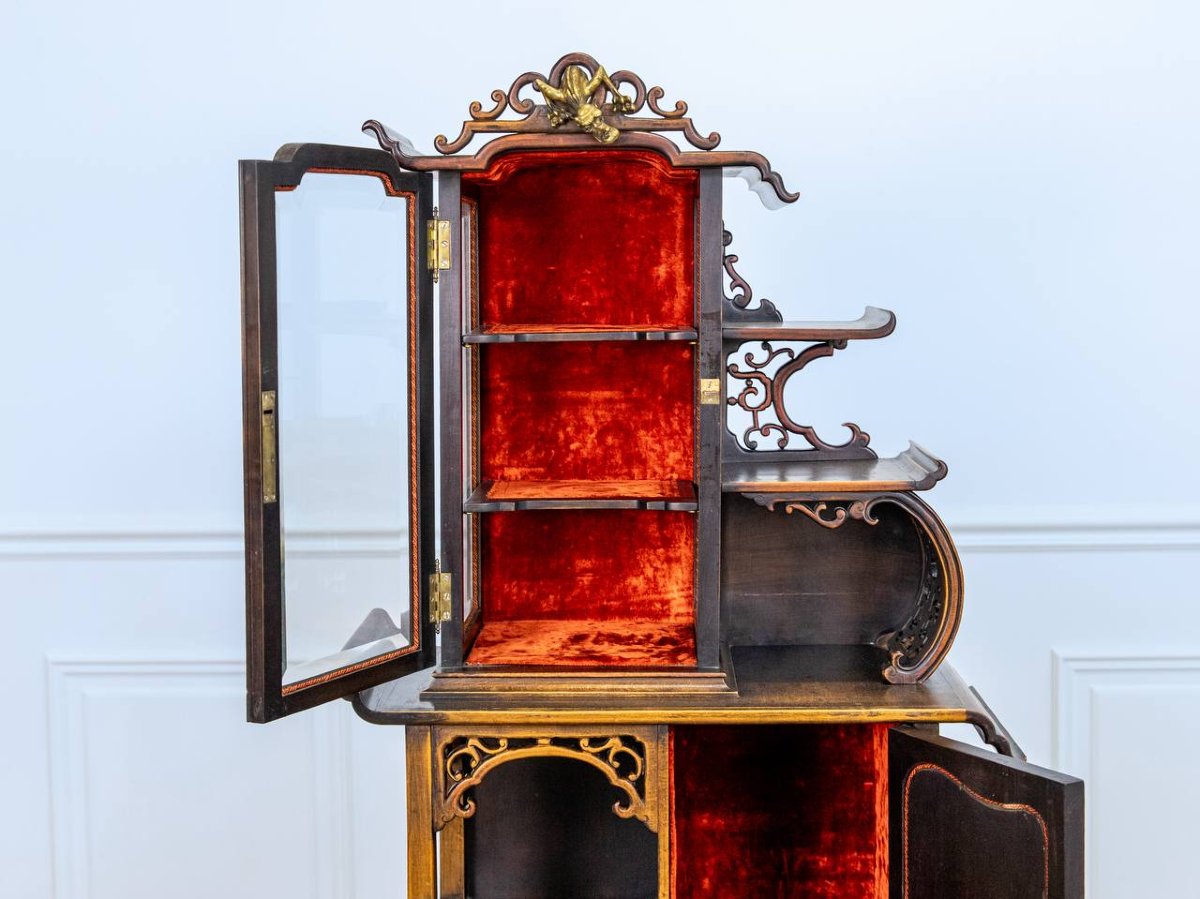 Attribué à Gabriel Viardot (1830-1906), Meuble vitrine.-photo-2