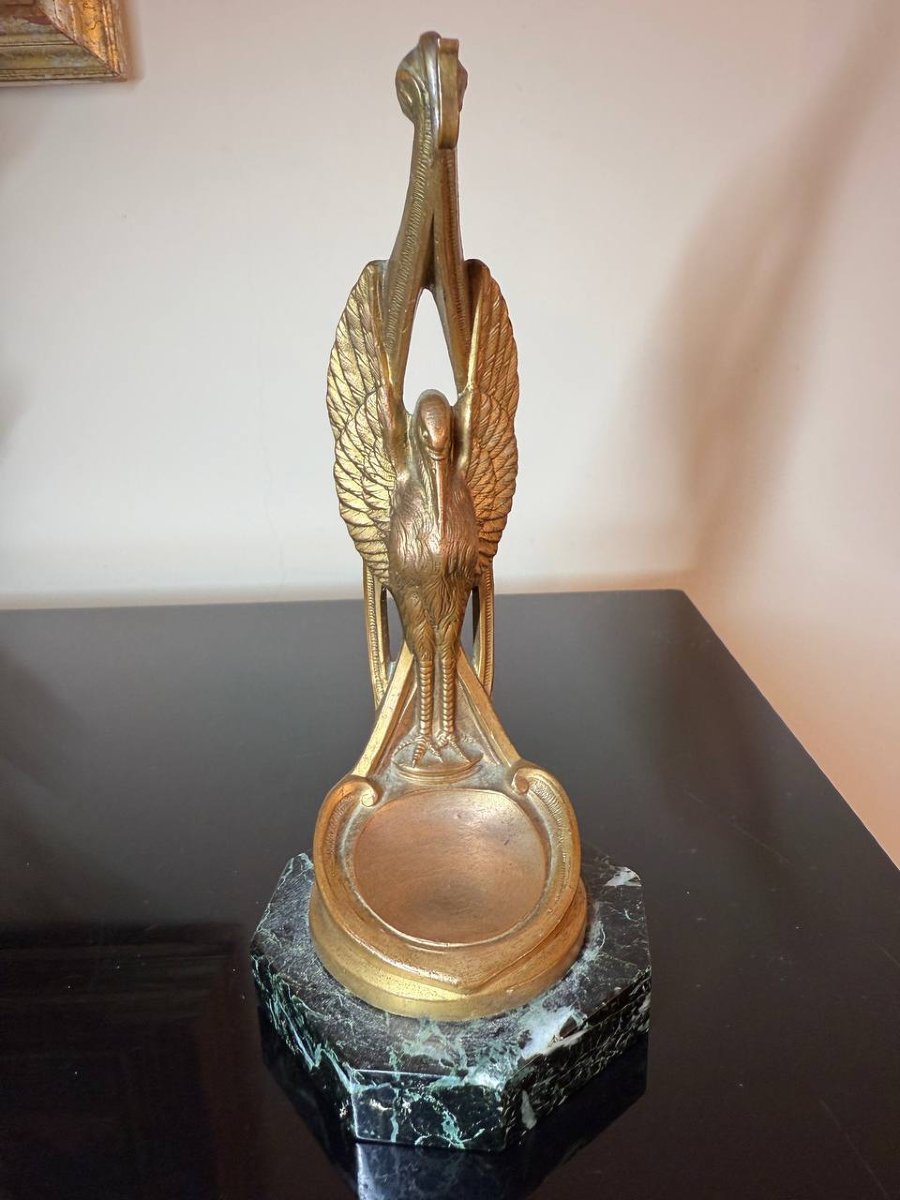 Bronze Gousset Watch Holder, Signed Frecourt-photo-2