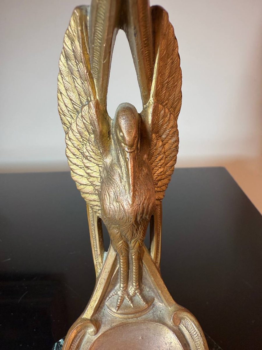 Bronze Gousset Watch Holder, Signed Frecourt-photo-3