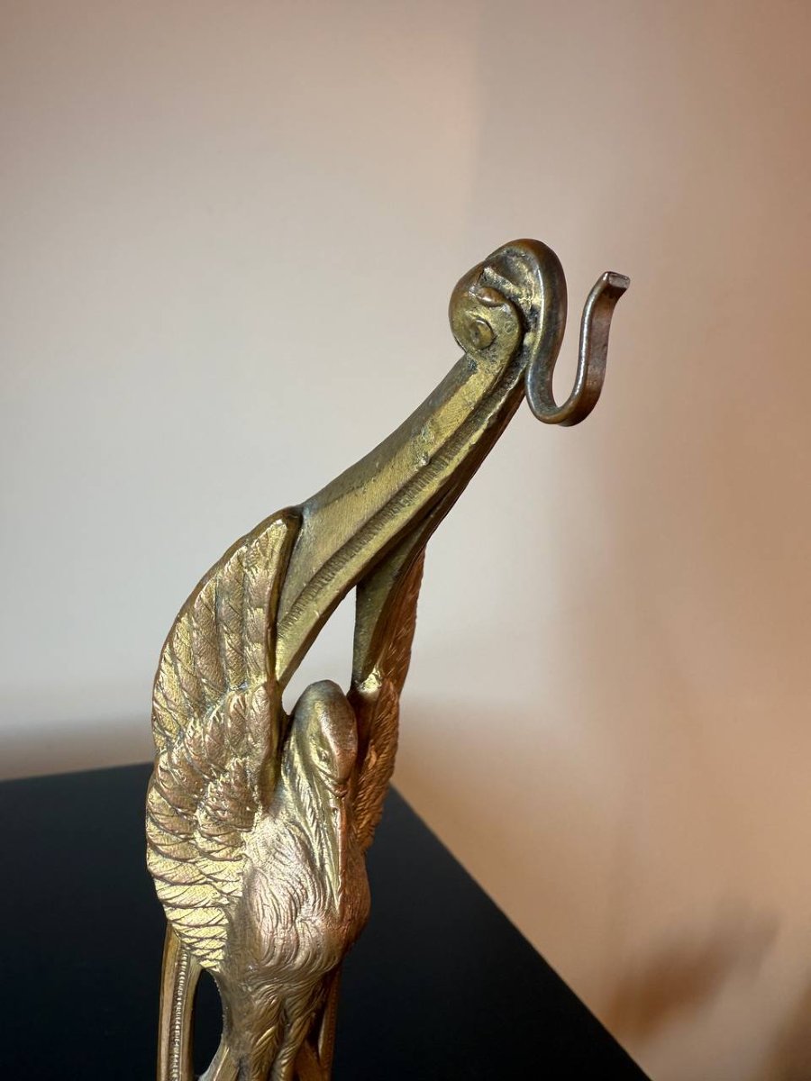 Bronze Gousset Watch Holder, Signed Frecourt-photo-4