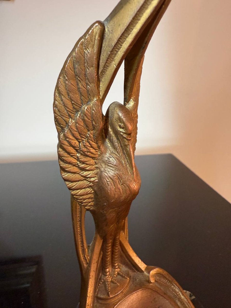 Bronze Gousset Watch Holder, Signed Frecourt-photo-1