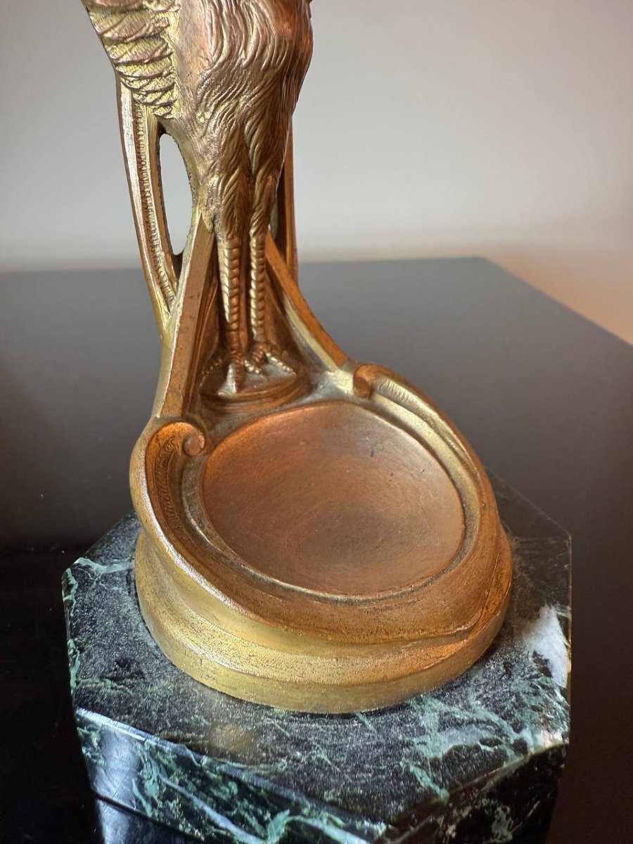 Bronze Gousset Watch Holder, Signed Frecourt-photo-2