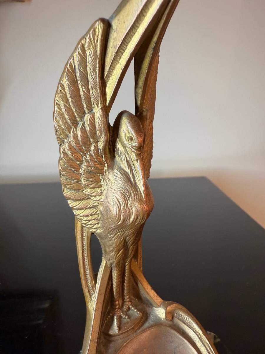 Bronze Gousset Watch Holder, Signed Frecourt-photo-3