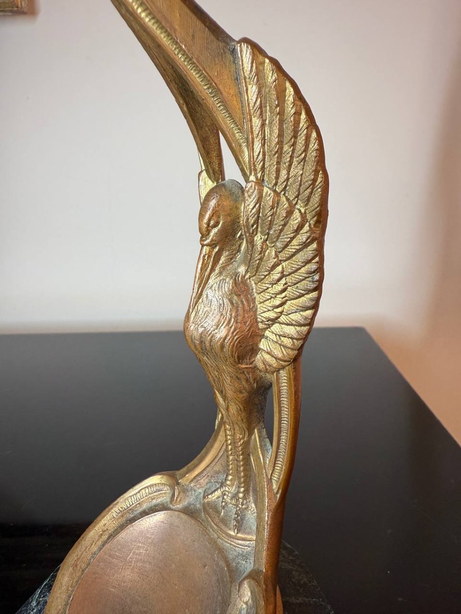 Bronze Gousset Watch Holder, Signed Frecourt-photo-5