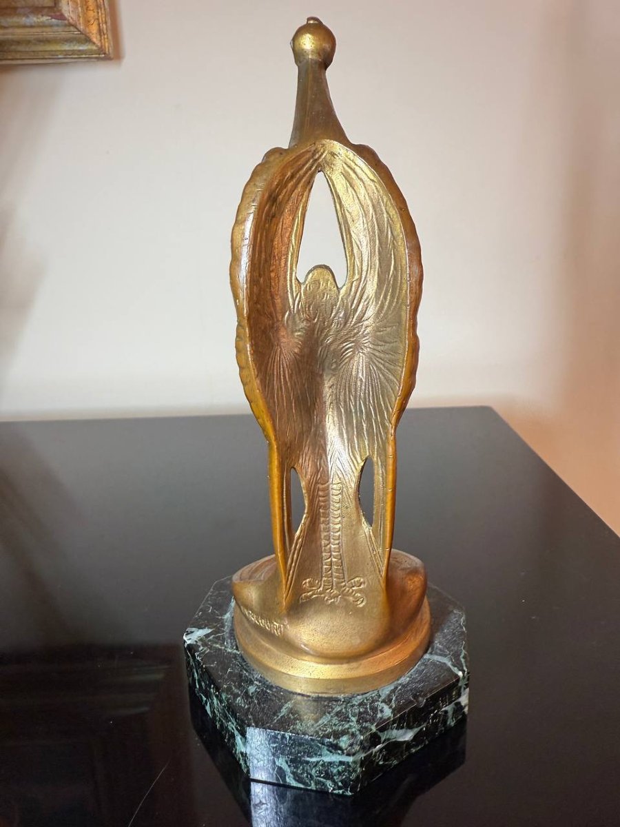 Bronze Gousset Watch Holder, Signed Frecourt-photo-8