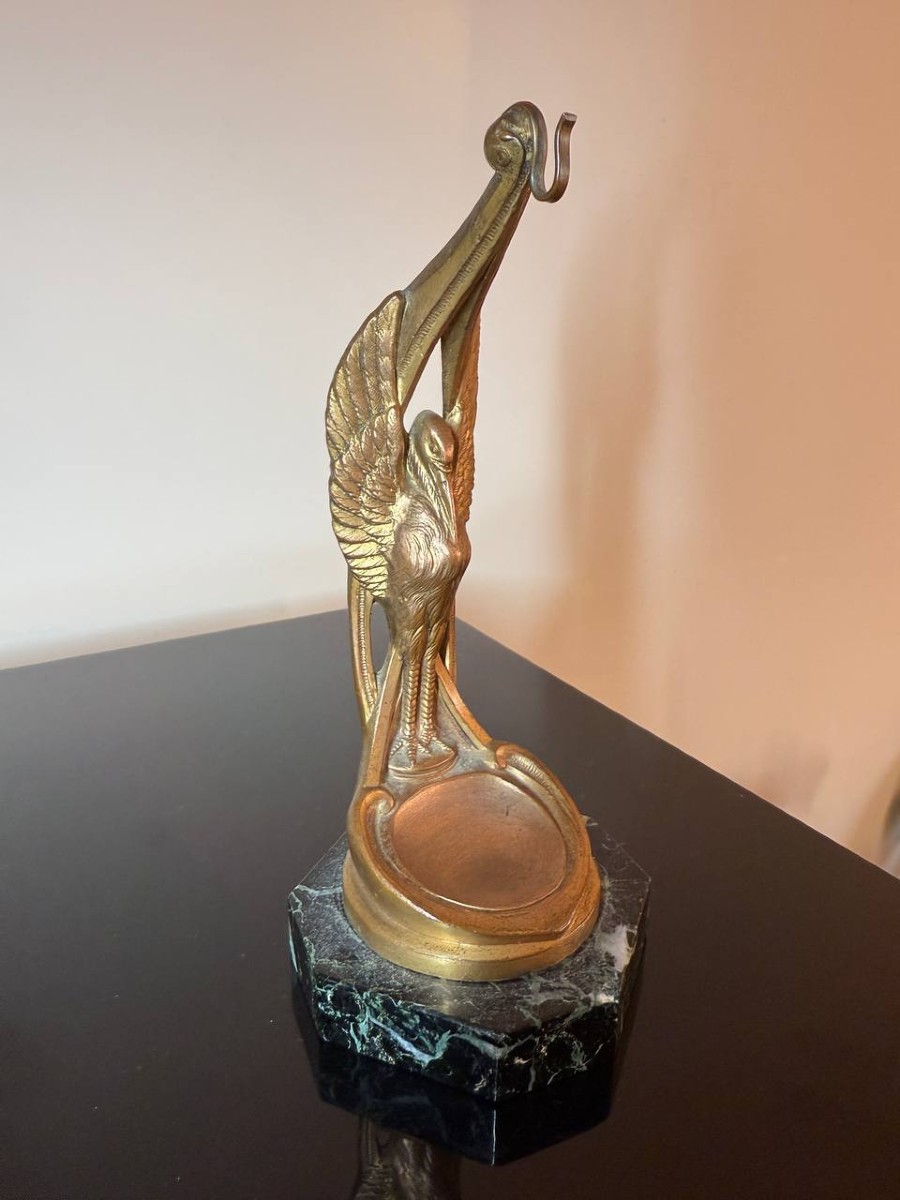 Bronze Gousset Watch Holder, Signed Frecourt