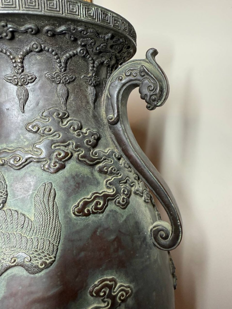 Japan, Bronze Vase By Oshima Joun, Meiji Period-photo-1