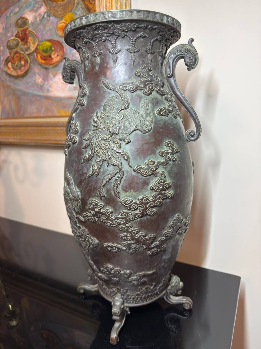 Japan, Bronze Vase By Oshima Joun, Meiji Period-photo-2