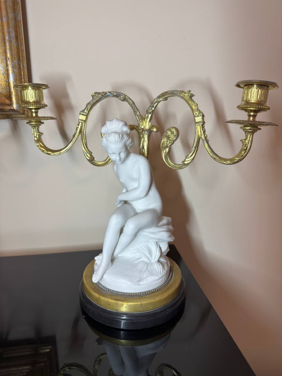 PAIRE DE BISCUITS MONTÉS ET BRONZE , EPOQUE NAPOLÉON III-photo-4