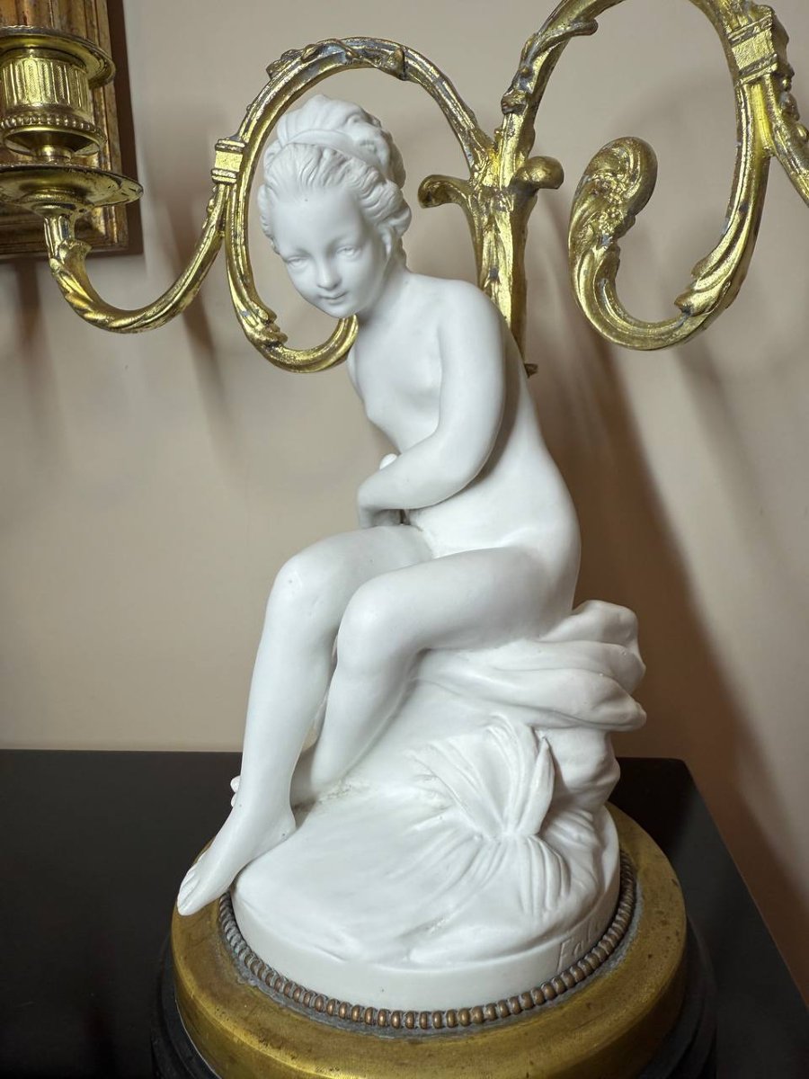 PAIRE DE BISCUITS MONTÉS ET BRONZE , EPOQUE NAPOLÉON III-photo-1