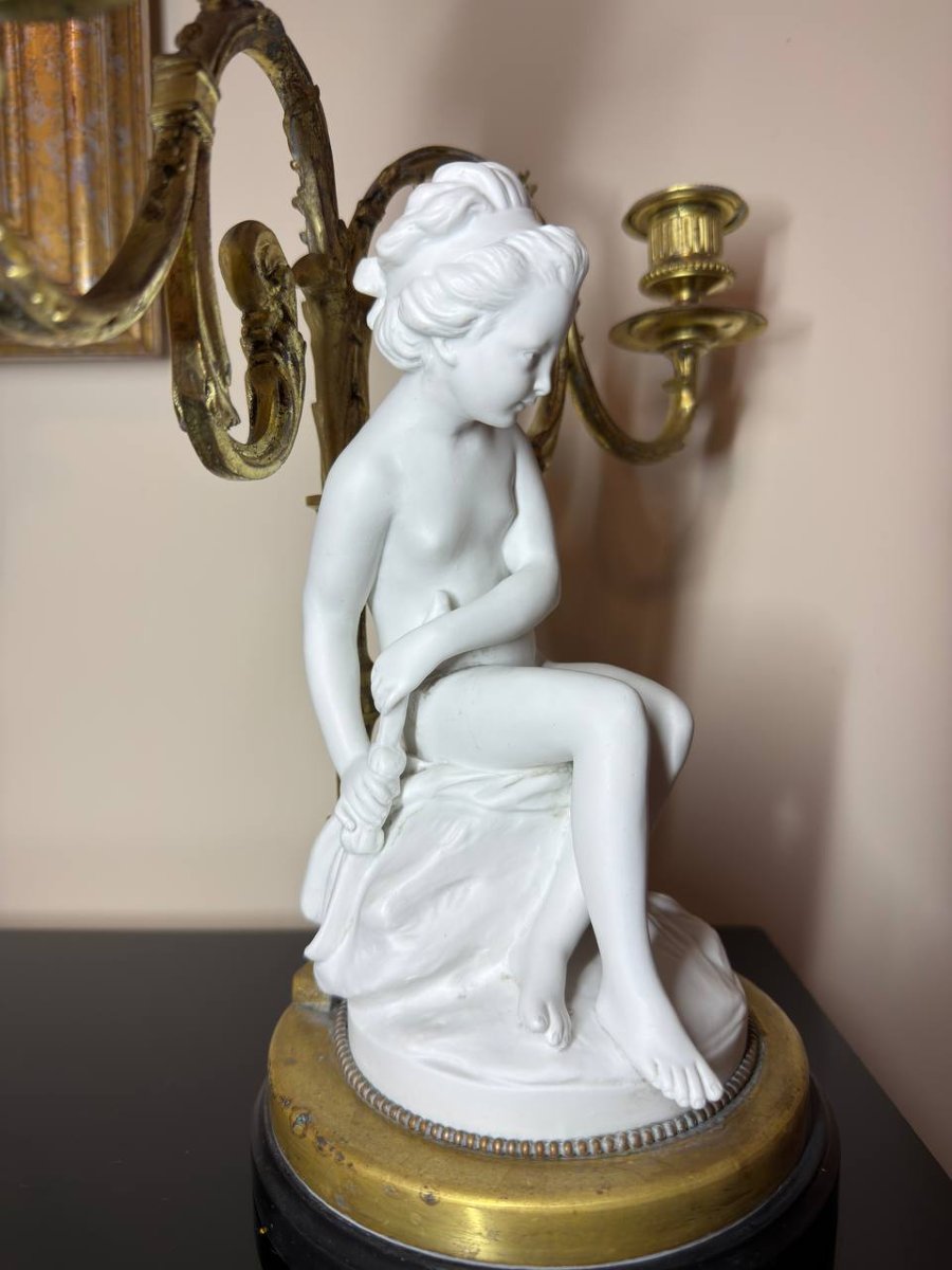 PAIRE DE BISCUITS MONTÉS ET BRONZE , EPOQUE NAPOLÉON III-photo-5