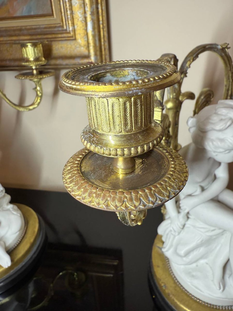 PAIRE DE BISCUITS MONTÉS ET BRONZE , EPOQUE NAPOLÉON III-photo-6