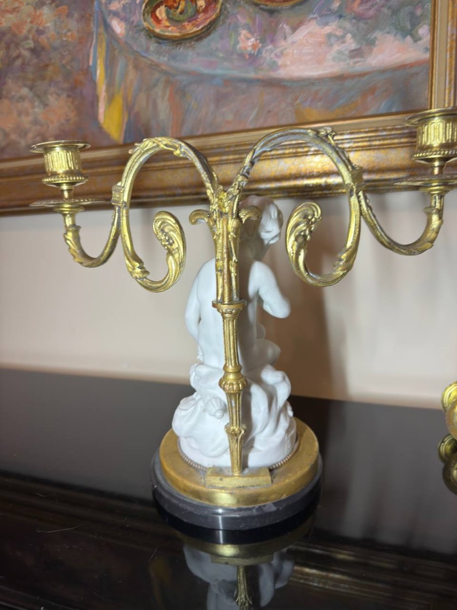 PAIRE DE BISCUITS MONTÉS ET BRONZE , EPOQUE NAPOLÉON III-photo-8