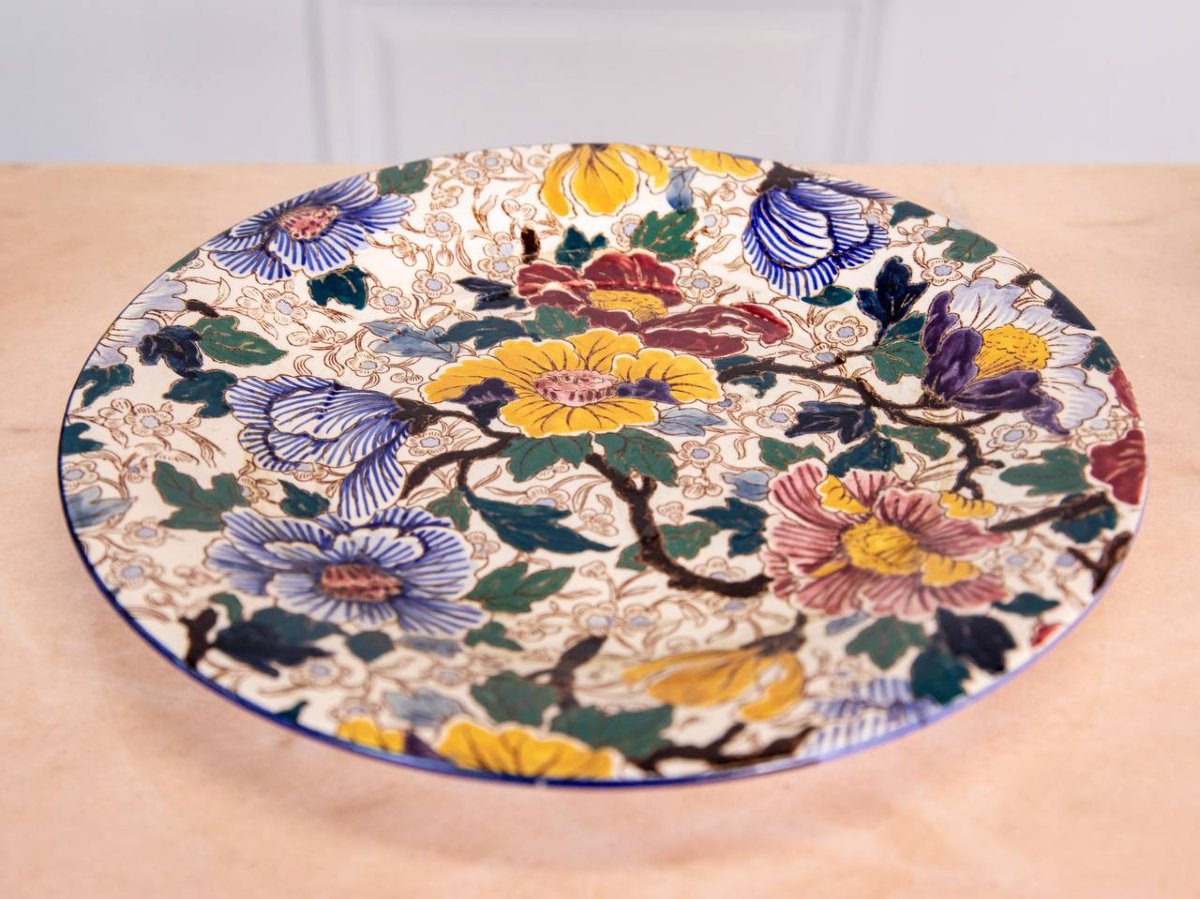 Céramique DE LA MANUFACTURE DE GIEN AU DÉCOR PEINT MAIN AUX PIVOINES.-photo-7