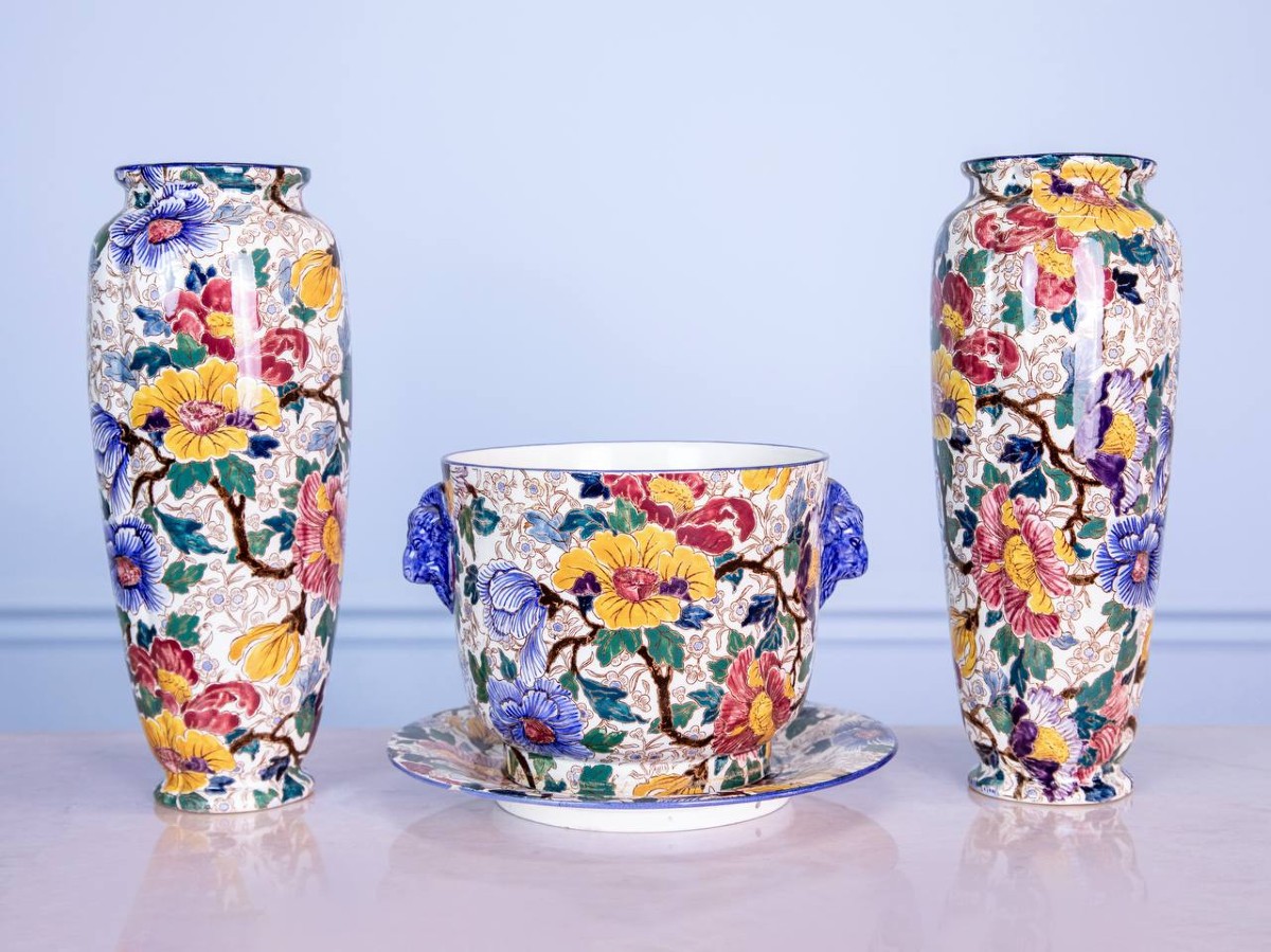 Céramique DE LA MANUFACTURE DE GIEN AU DÉCOR PEINT MAIN AUX PIVOINES.-photo-8