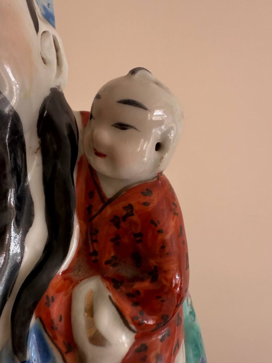 Large Pink Family Porcelain Figurine Representing The Taoist Immortal Lu Dongbin-photo-4