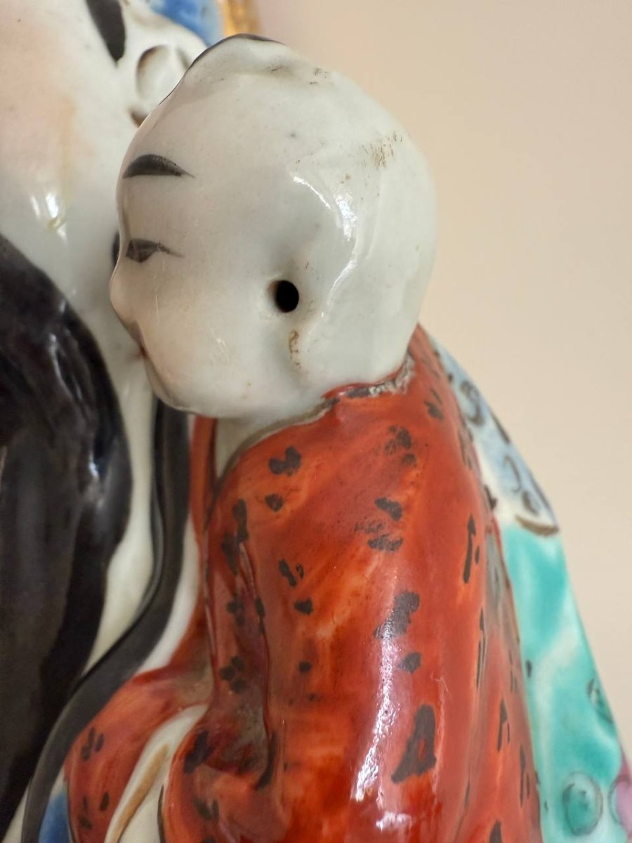 Large Pink Family Porcelain Figurine Representing The Taoist Immortal Lu Dongbin-photo-6