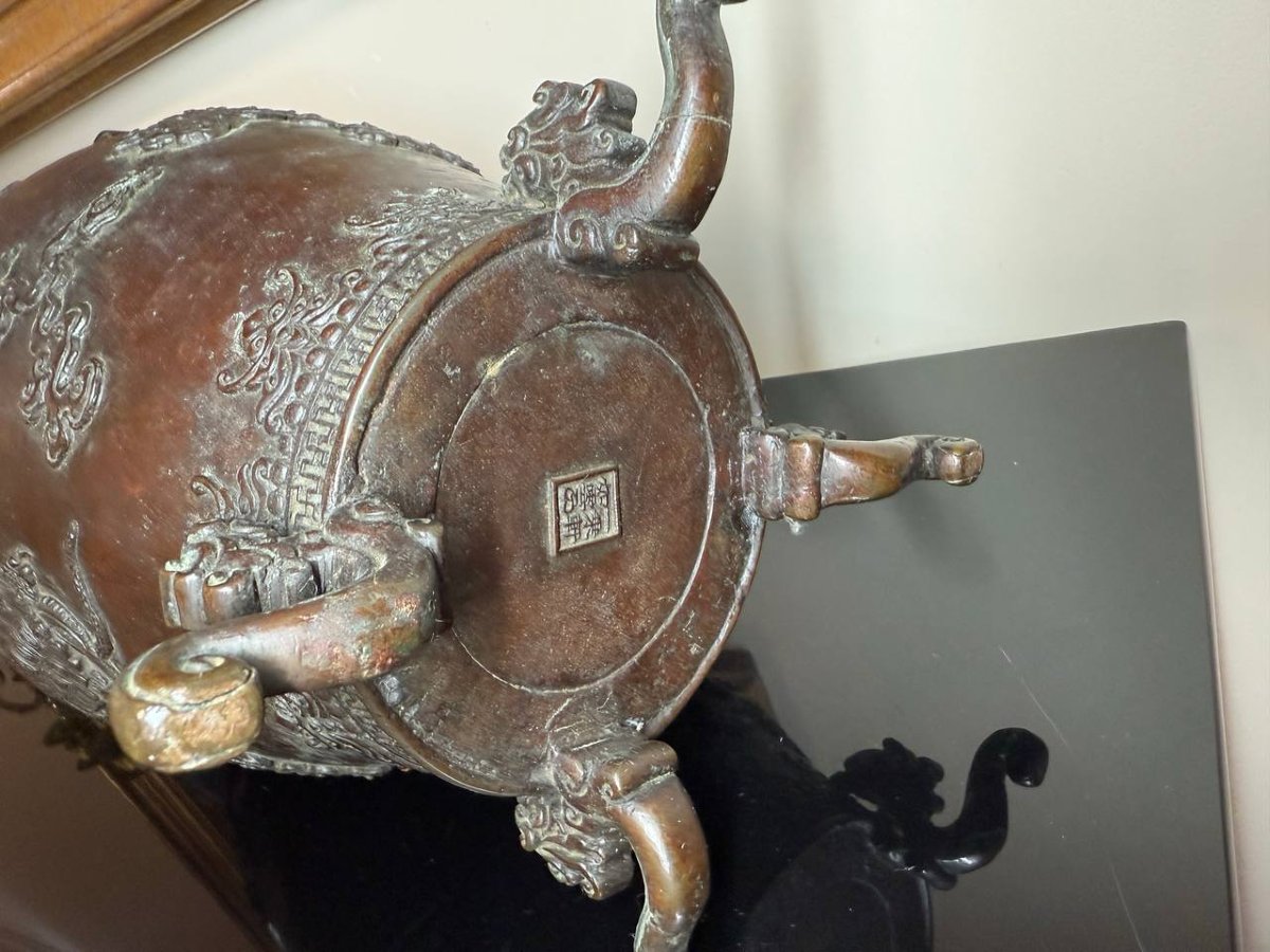 Japan, Bronze Vase By Oshima Joun, Meiji Period-photo-4