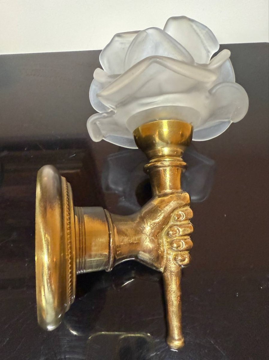 Vintage Brass Wall Light In The Maison Jansen Style, 1960s.-photo-3