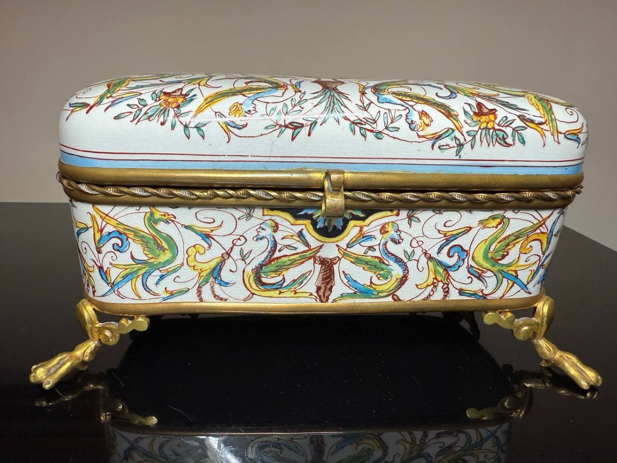 Jewelry Box, Hand-painted Box L.m & Co De Creil Et Monterea-photo-2