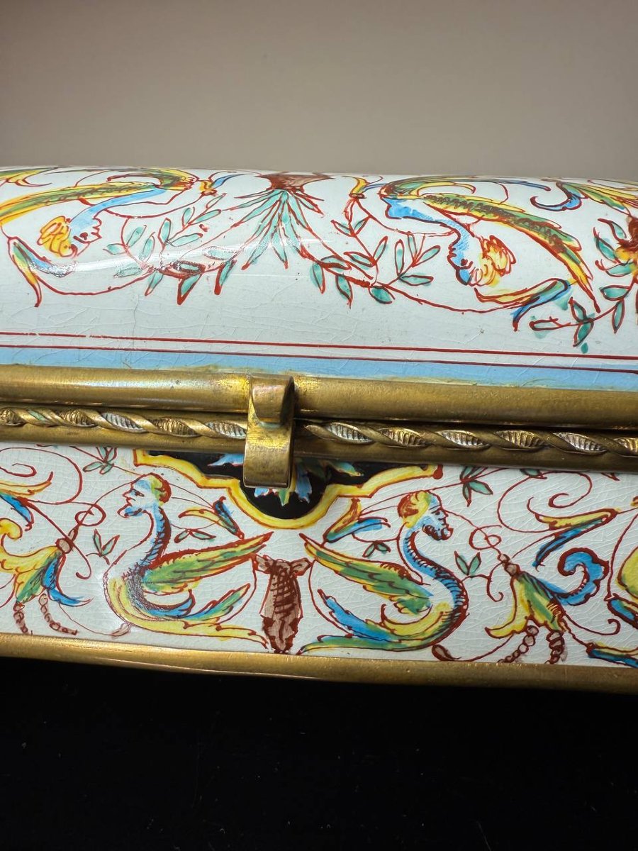Jewelry Box, Hand-painted Box L.m & Co De Creil Et Monterea-photo-3