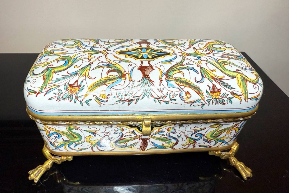 Jewelry Box, Hand-painted Box L.m & Co De Creil Et Monterea