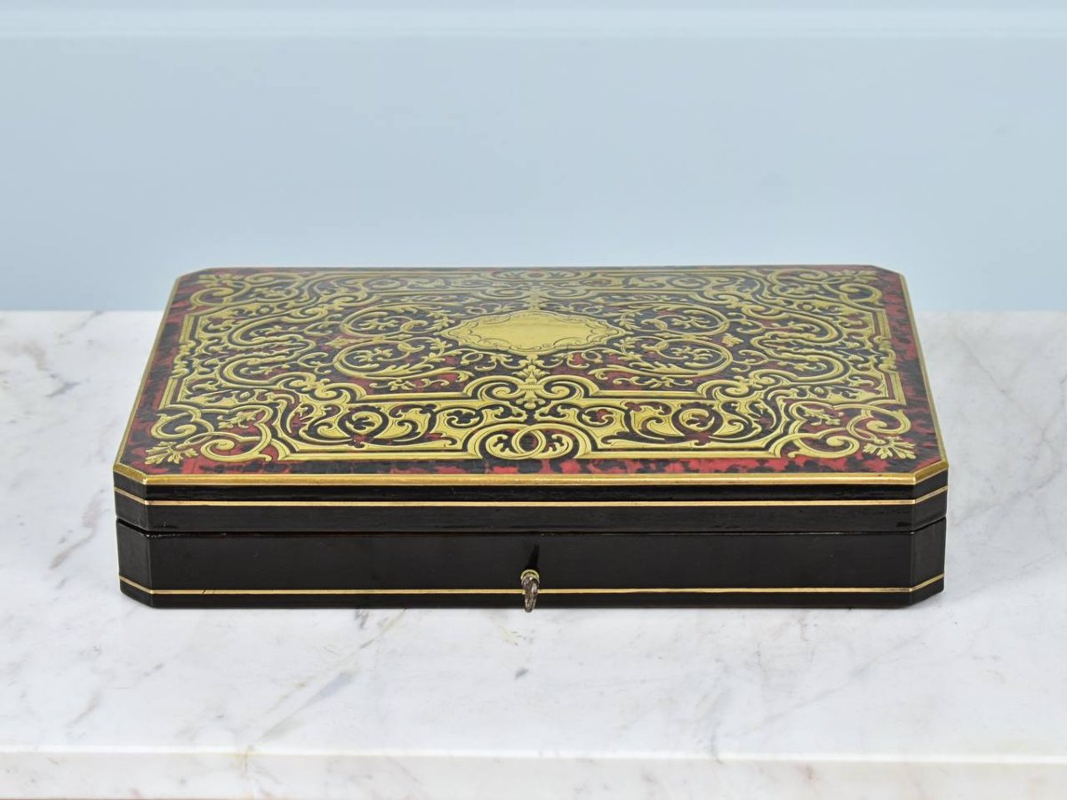 Boulle Marquetry Games Box, Louis XIV Style, Napoleon III Period-photo-3