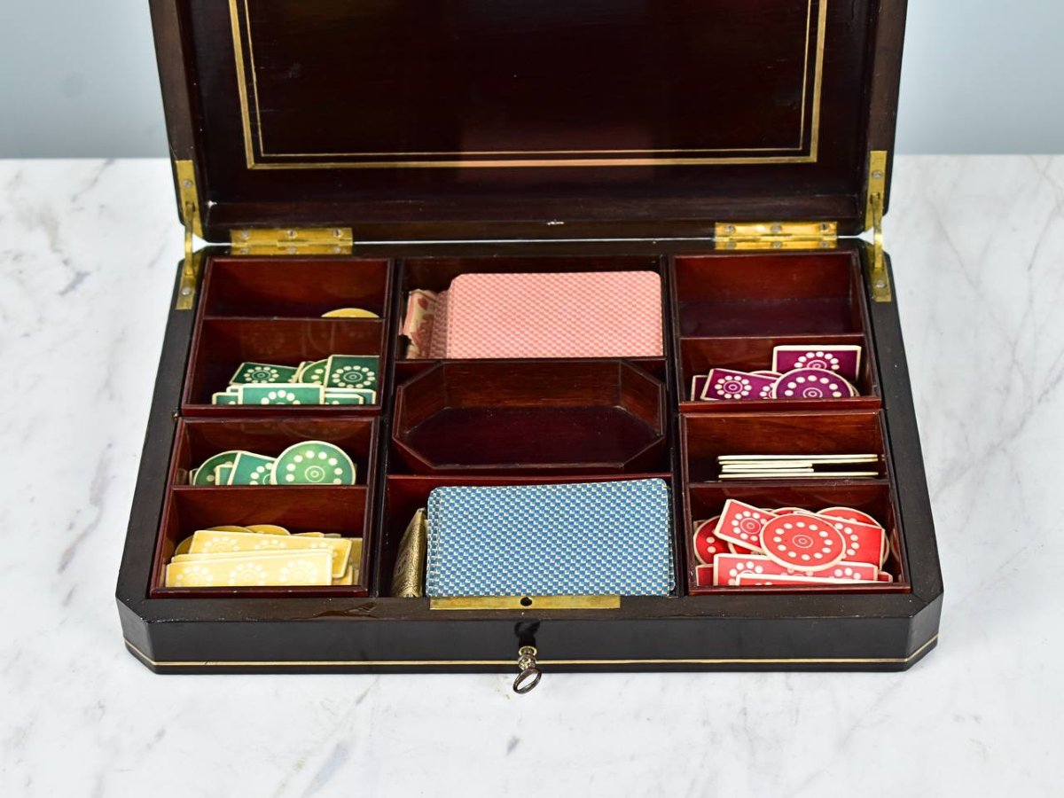 Boulle Marquetry Games Box, Louis XIV Style, Napoleon III Period-photo-1