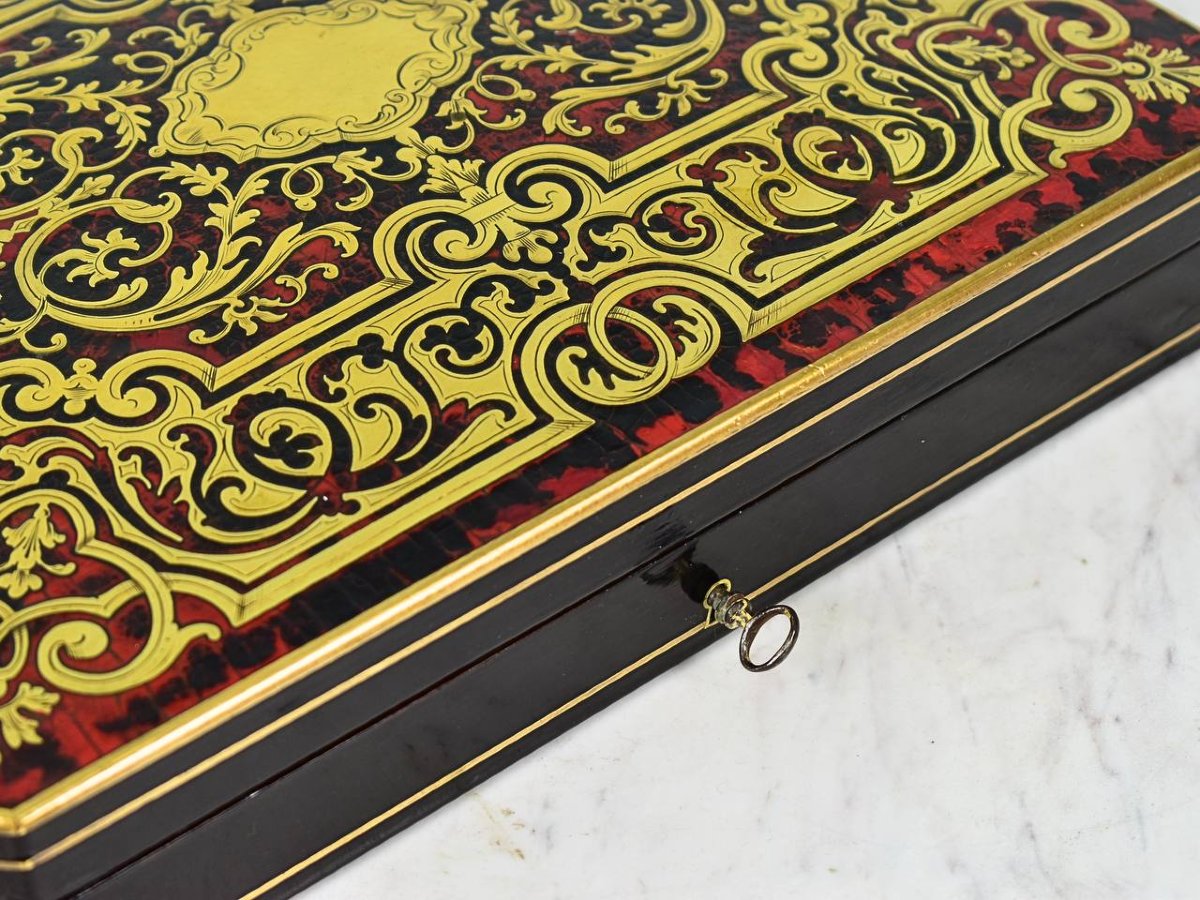 Boulle Marquetry Games Box, Louis XIV Style, Napoleon III Period-photo-3
