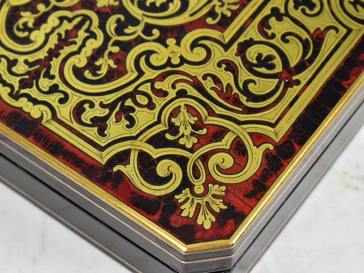 Boulle Marquetry Games Box, Louis XIV Style, Napoleon III Period-photo-4