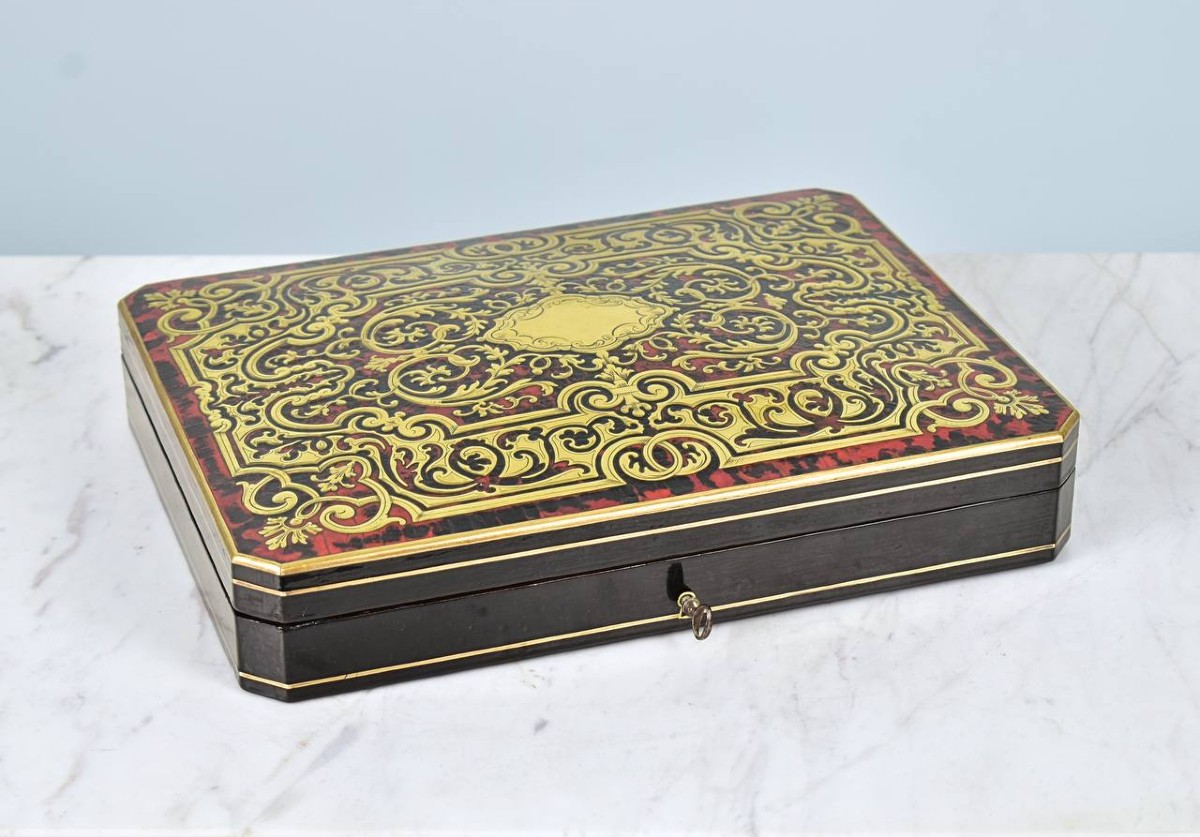 Boulle Marquetry Games Box, Louis XIV Style, Napoleon III Period