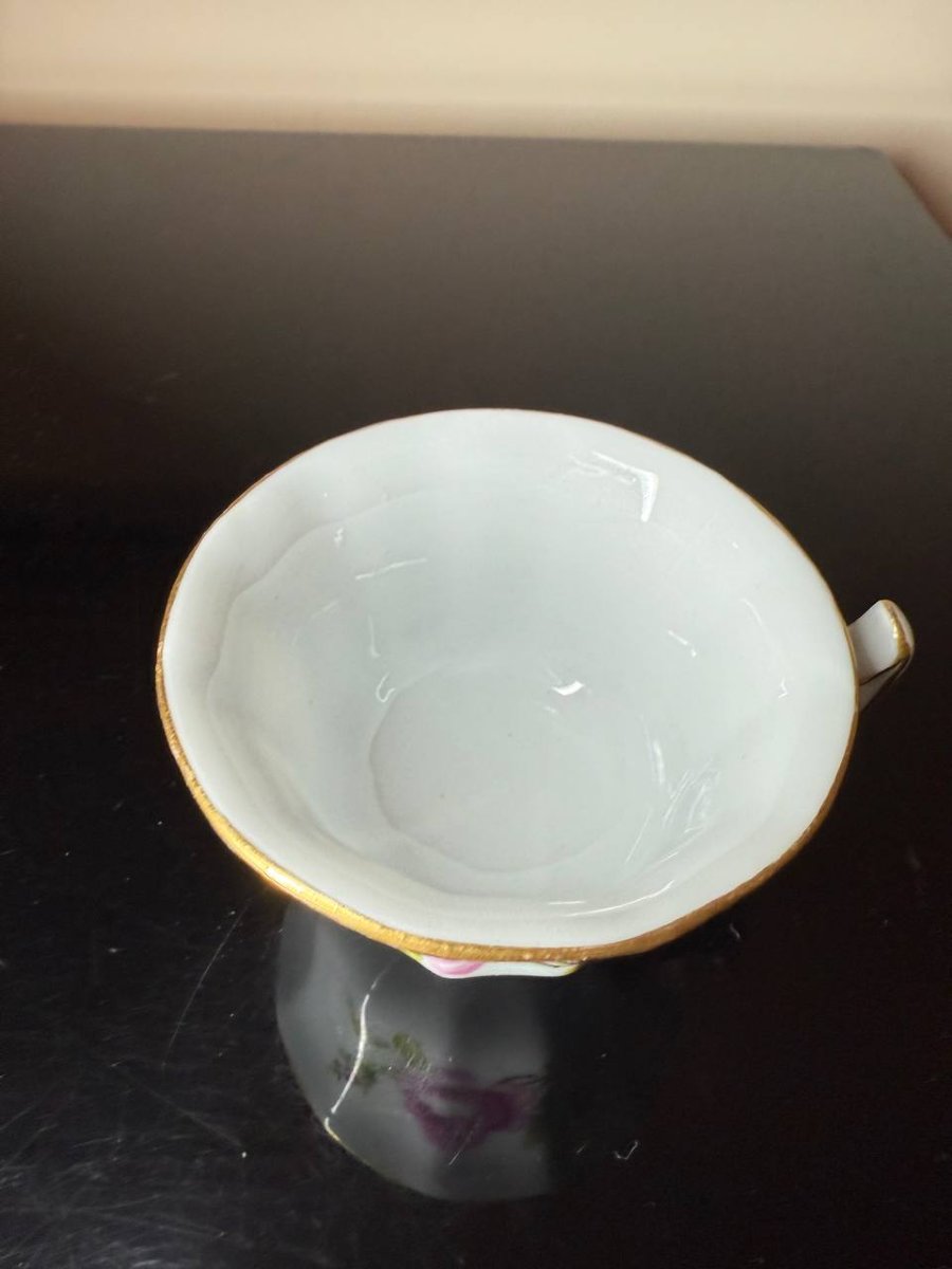Ancienne tasse Meissen peinte à la main pieds roses 1815-1923-photo-2