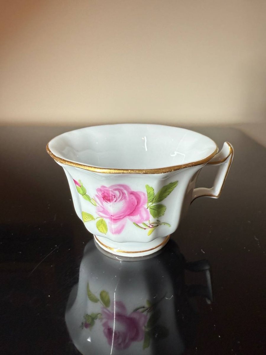 Ancienne tasse Meissen peinte à la main pieds roses 1815-1923-photo-4