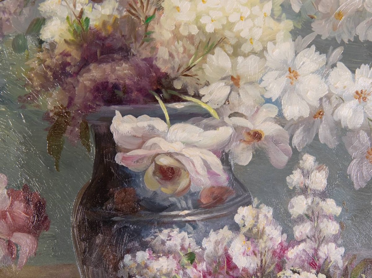 HUILE SUR Bois "BOUQUET DE LILAS"-photo-2