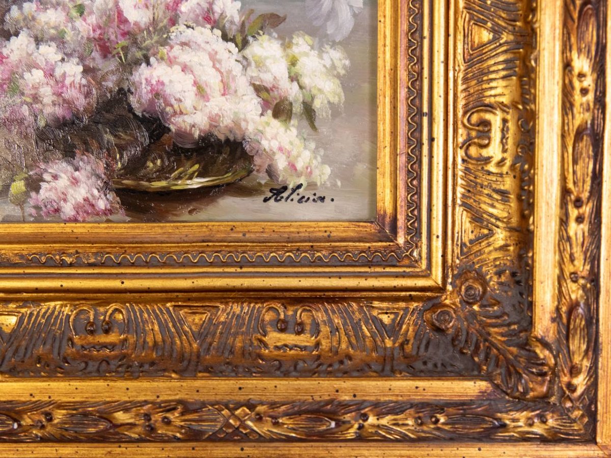 HUILE SUR Bois "BOUQUET DE LILAS"-photo-3