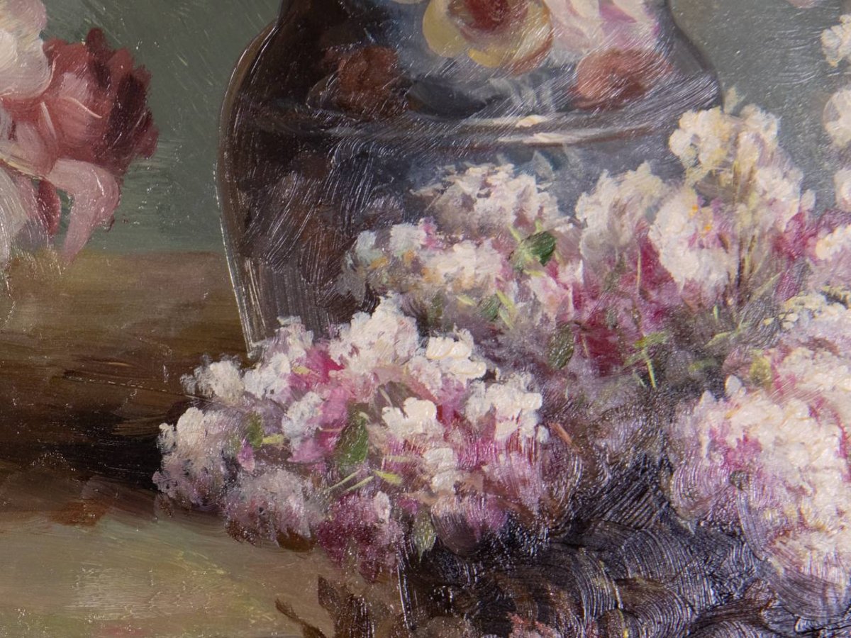 HUILE SUR Bois "BOUQUET DE LILAS"-photo-1