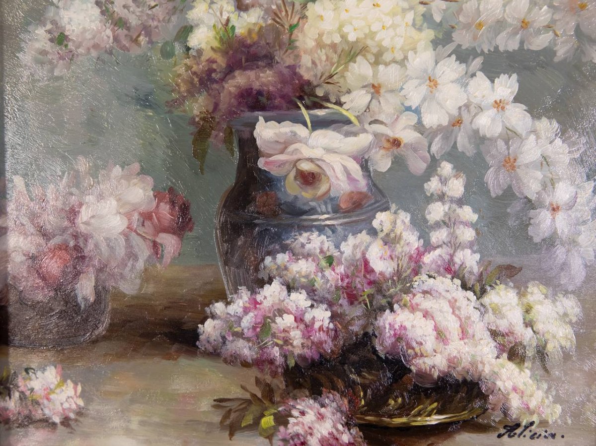 HUILE SUR Bois "BOUQUET DE LILAS"-photo-5