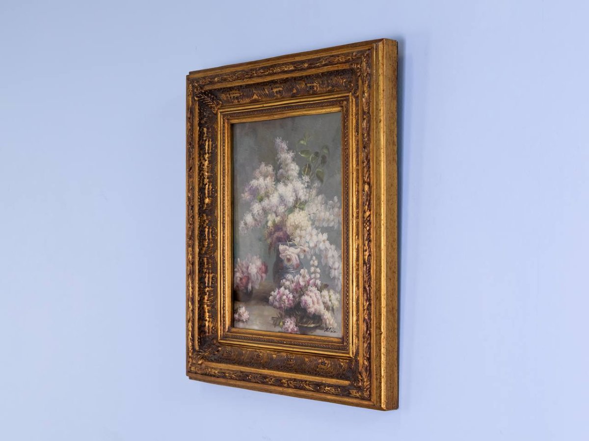 HUILE SUR Bois "BOUQUET DE LILAS"-photo-8
