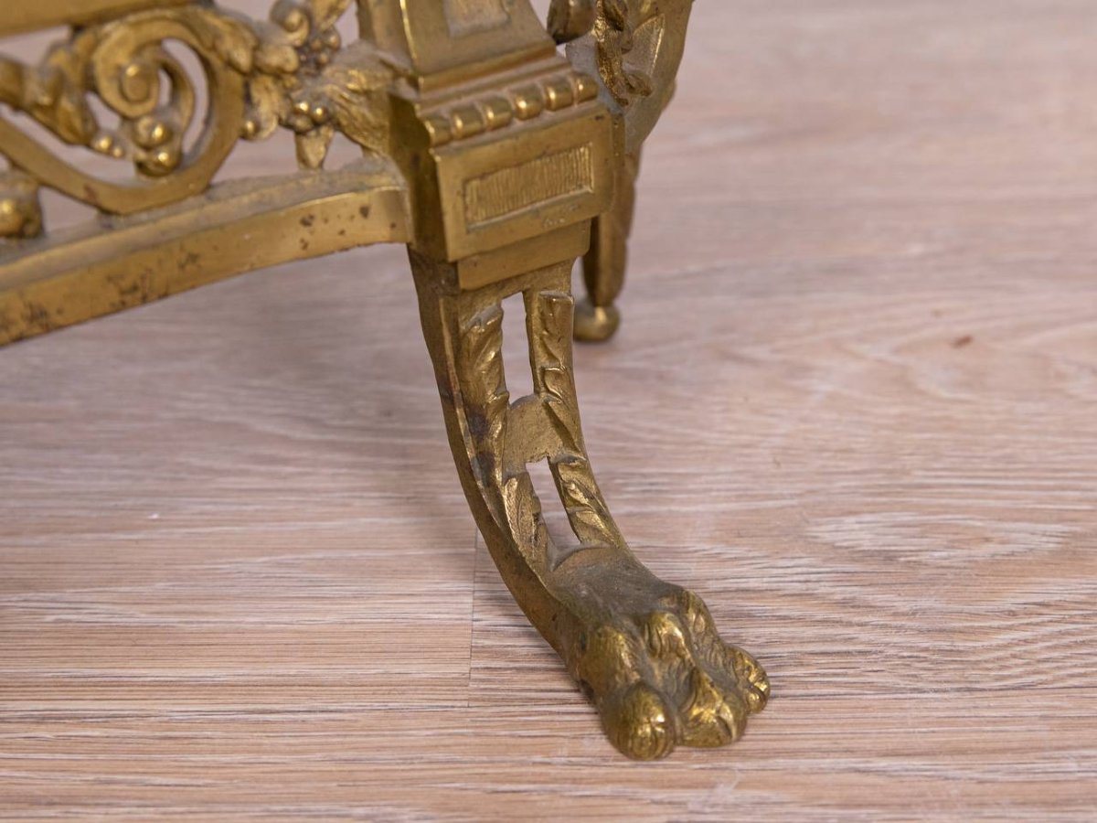 Écran de cheminée, pare-feu, en bronze de style Louis XVI, époque Napoléon III.-photo-8