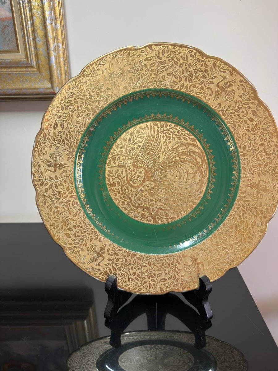 Plat, assiette en Porcelaine de Limoges L.D décor Or-photo-2