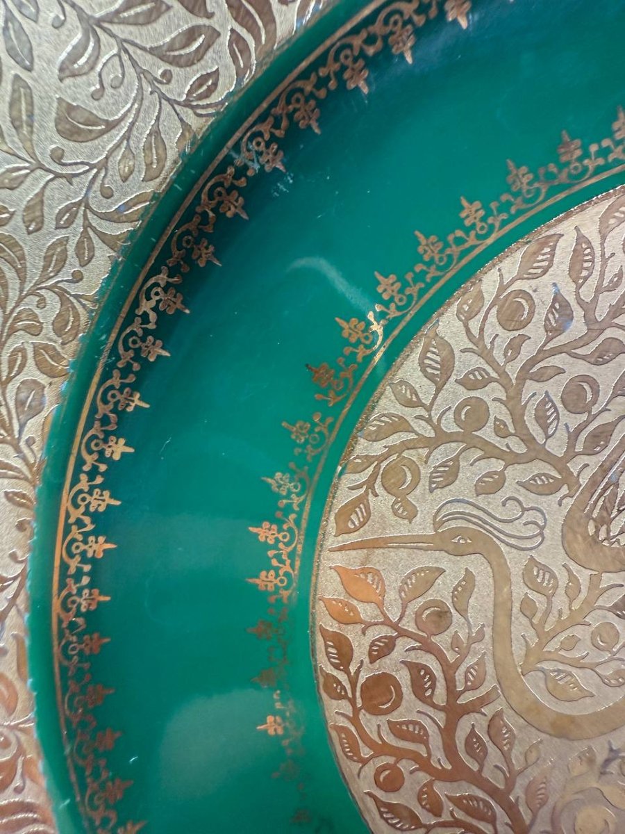 Plat, assiette en Porcelaine de Limoges L.D décor Or-photo-2
