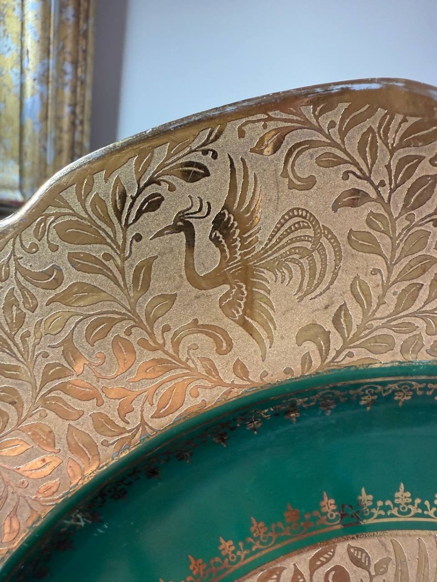 Plat, assiette en Porcelaine de Limoges L.D décor Or-photo-3