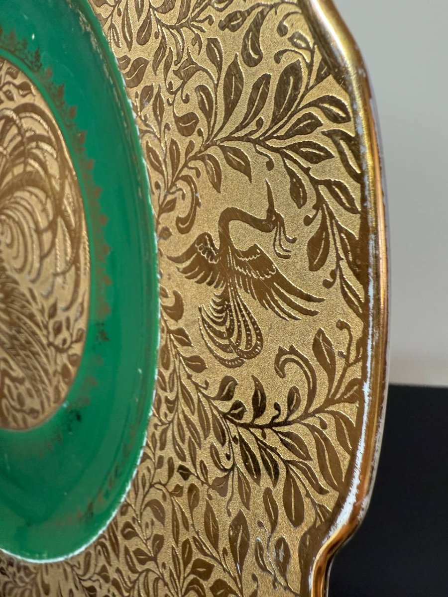 Plat, assiette en Porcelaine de Limoges L.D décor Or-photo-4